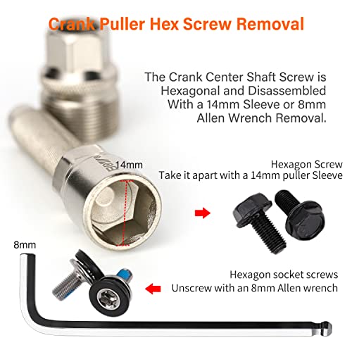 Matykit Bicycle Crank Puller For Pulling Square Taper Cranks And Spline Crank Removal, With 8Mm Allen Wrench, Ease Of Use Repairing Bike, And For Indoor Stationary Exercise Bike Crank Removal #TOP5