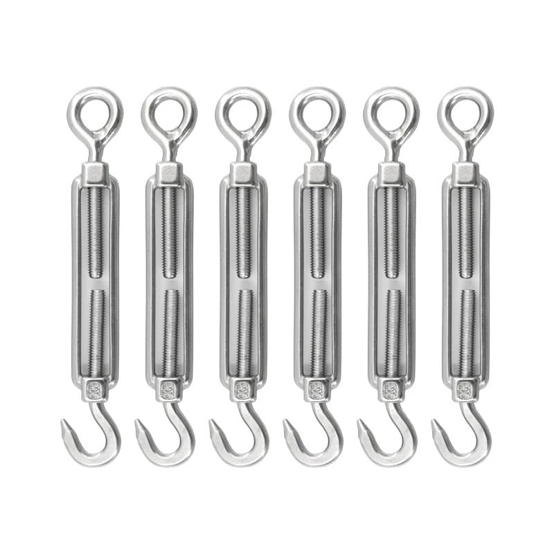 Serre câble acier tendeur M6 à crochet œillet inox 304 réglable, lot de 10