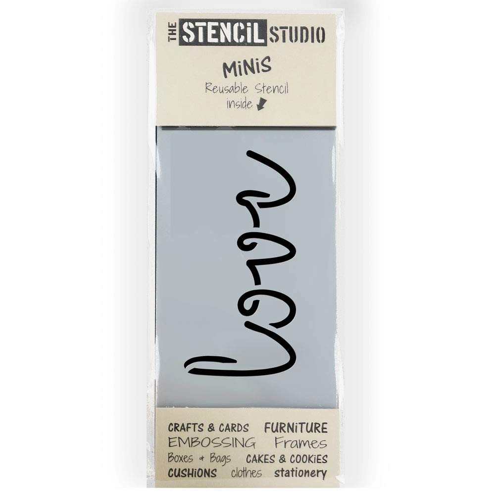Stencil MiNiS - Love Text Stencil - Reusable Stencil Ideal for Home décor, Furniture upcycling, Cake Decorating, cardmaking and Scrapbooking. (10610)