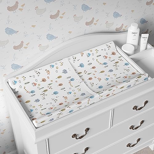 Image of Baby Changing Pad Cover 2-Pack for Boys, Girls (Farm Animals) - Premium Fitted Sheets Baby Diaper Changing Table Cover - Buttery Soft Cotton Blend
