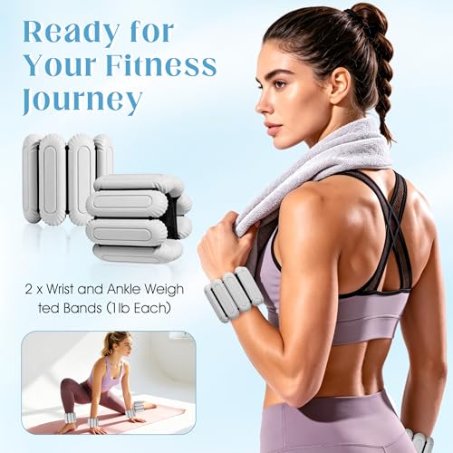Image of Wrist Weights for Women & Men, 2lb Silicone Wrist Ankle Weights | Adjustable Arm & Leg Weights for Pilates, Yoga, Running,Walking and Strength Training