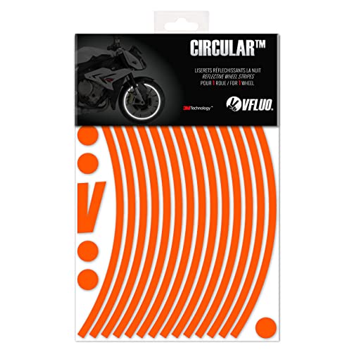 VFLUO - Kit Bandes Stickers Jantes Moto Rétro Réfléchissantes, Autocollants pour 1 Roue, 3M Technology™ - Haute visibilité latérale - Discret et Design - Pose facilitée