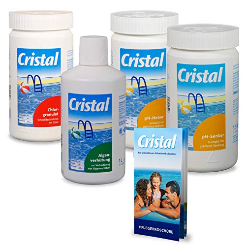 POOL Total Cristal Set Wasserpflege Chlor (5 TLG.)/ Chlor- Set zur Wasserdesinfektion/Poolpflege Wasserpflege