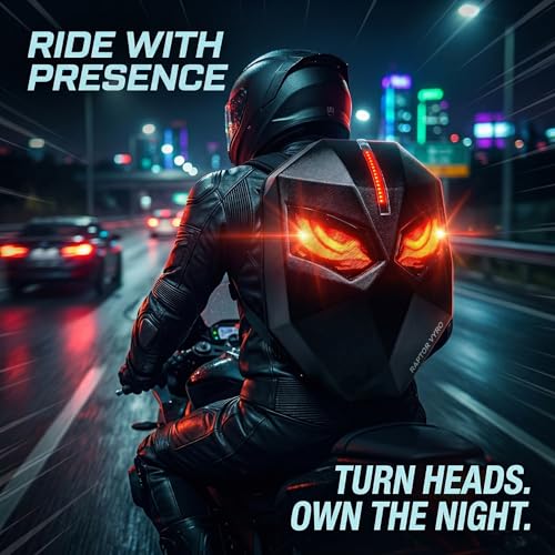 Image of MORPH RAPTOR VYRO Smart LED Backpack with App-Controlled RGB Eye Display | Hard Shell Anti-Theft Laptop Backpack for Riders & Gamers | USB Powered (Power Bank Not Included)