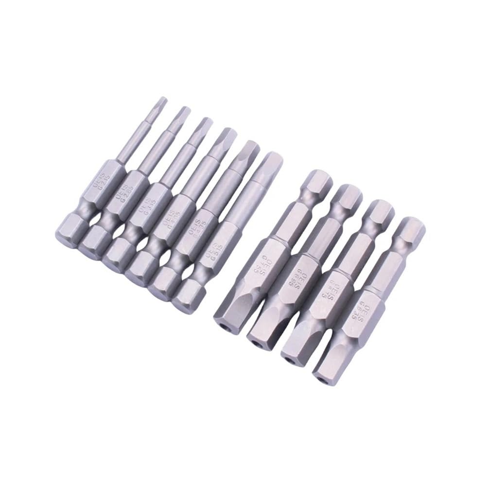 Ruxyoie 10Pcs Magnetic Hollow Pentagonal Bit Set 50Mm 1/4" Hex Shank