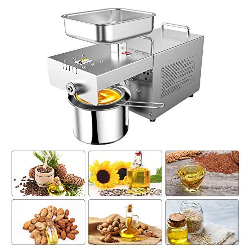 S SMAUTOP Máquina de Prensa de Aceite Electrónica 750W Prensa de Aceite en Fría y Caliente Máquina Doméstica Pequeño de Aceite Hogar para Oliva Maní Sésamo Linaza Perilla Nuez Almendra Ect