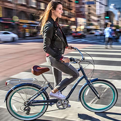sixthreezero EVRYjourney Women's 1/3/7/21 Speed Step-Through Hybrid Cruiser Bicycle, 26