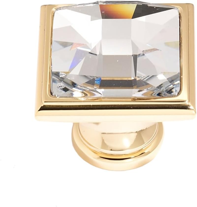 C212-GLD Traditional Crystal Knobs, 1-1/4, Gold