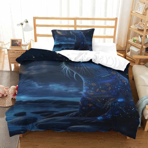 Housse de couette la loutre imprimé 3D single 135x200cm avec taie d'oreiller en microfibre douce