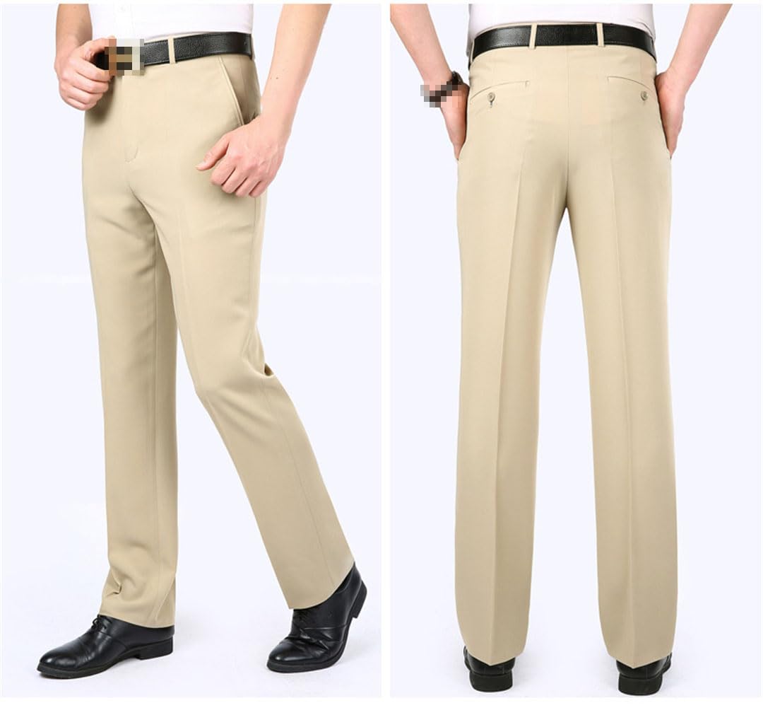 Vogrtcc Pantalones De Vestir Finos De Cintura Alta para Hombres Pantalones De Traje De Negocios Sueltos Rectos
