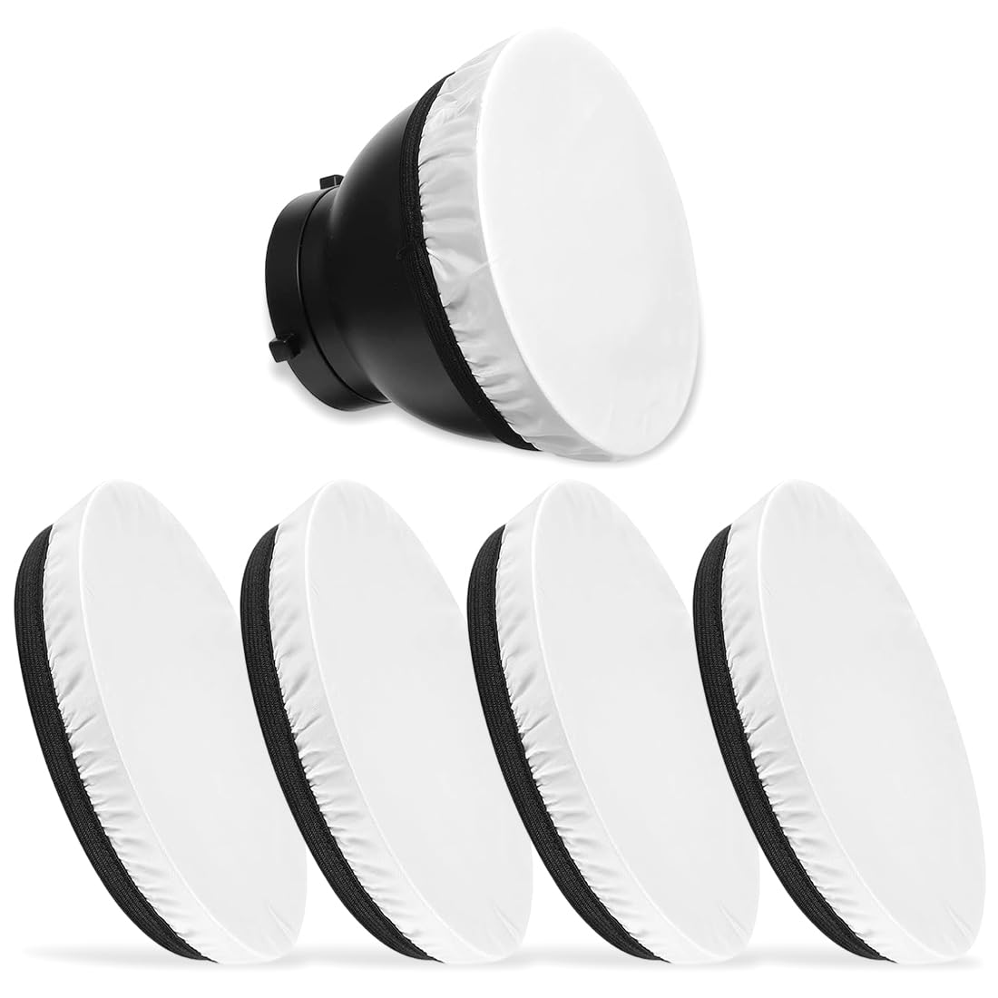 4 Calzini diffusori Bianchi Morbidi, 18 cm, copertura per lampada diffusore, bianco, morbido, riflettore, per studio stroboscopico, riflettore, luce flash ad anello, riflettore standard