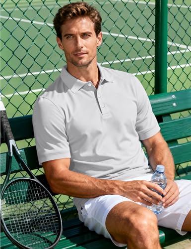 Image of MAGCOMSEN Men's Polo Shirts 3 Buttons Casual Work T Shirts Quick Dry Short Sleeve Golf Shirt Pique Jersey Outdoor Performance