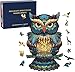Kmachm Holzpuzzle für Erwachsene, Eulenpuzzle, 100 Teile, unregelmäßiges Formpuzzle, farbige Tierformen, Geschenkverpackung, Geschenk für Teenager, 16 x 27 cm