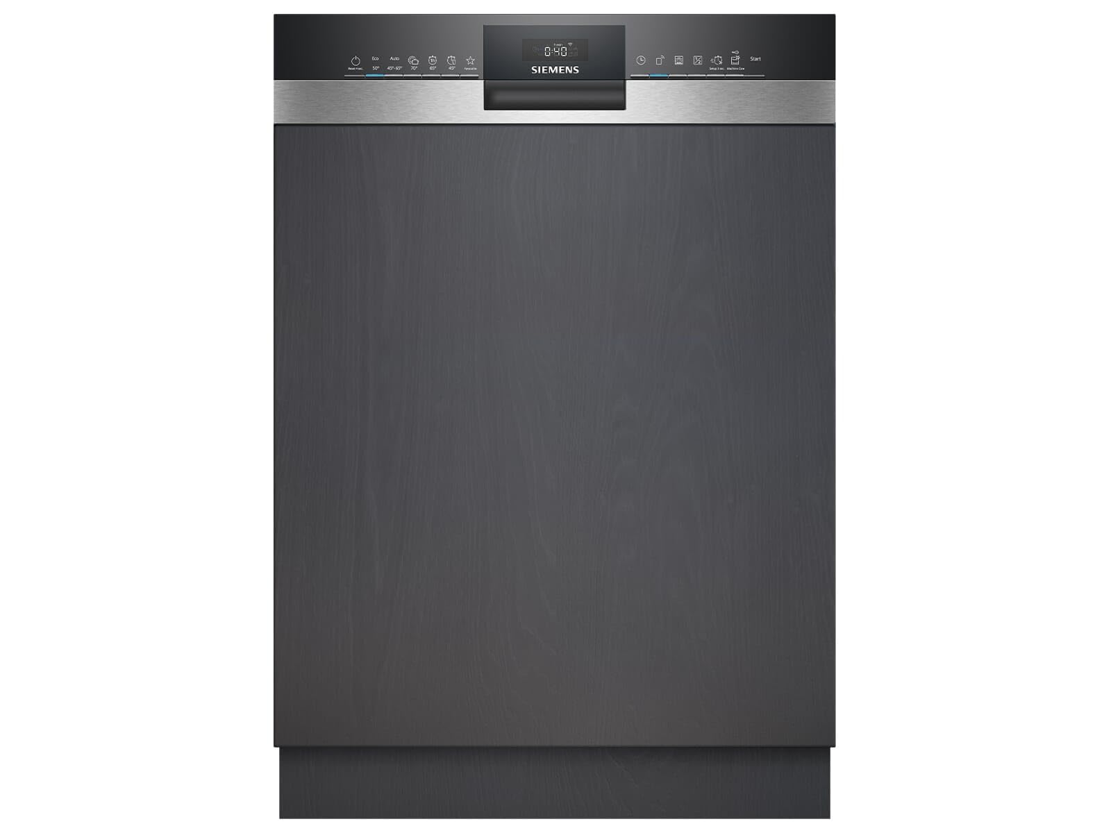 Siemens SN53HS01AE iQ300 Lave-vaisselle intelligent partiellement intégré, 60 cm de large, fabriqué en Allemagne, panier à couverts, acier inoxydable, agréablement silencieux avec iQdrive, aquaStop