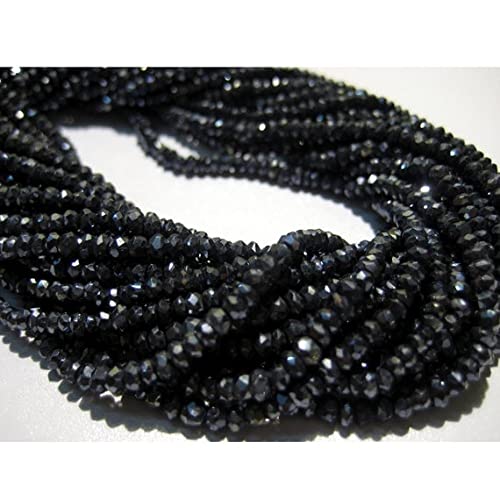 Perles de spinelle noire 3mm en fil de 14 pouces pour création de bijoux DIY