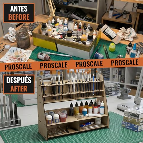 Miniatura 7 de Organizador Pinceles Herramientas Y Pinturas Para Modelismo Miniaturas Estantería Porta Herramientas Mesa Y Pared Kit Corte Láser Bellas Artes Hobby Compatible Con Vallejo Citadel Army Painter Ak