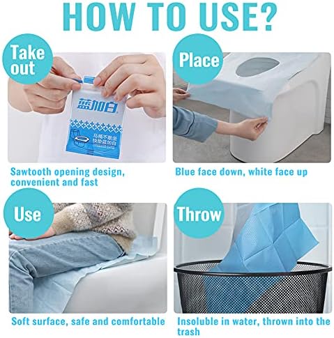 EQLEF Disposable Paper Toilet Seat Covers, 30 Pcs of Disposable Potty Seat Covers Pocket Size Antibacterial Waterproof for Camping Travel Bathroom Public Toilet Users