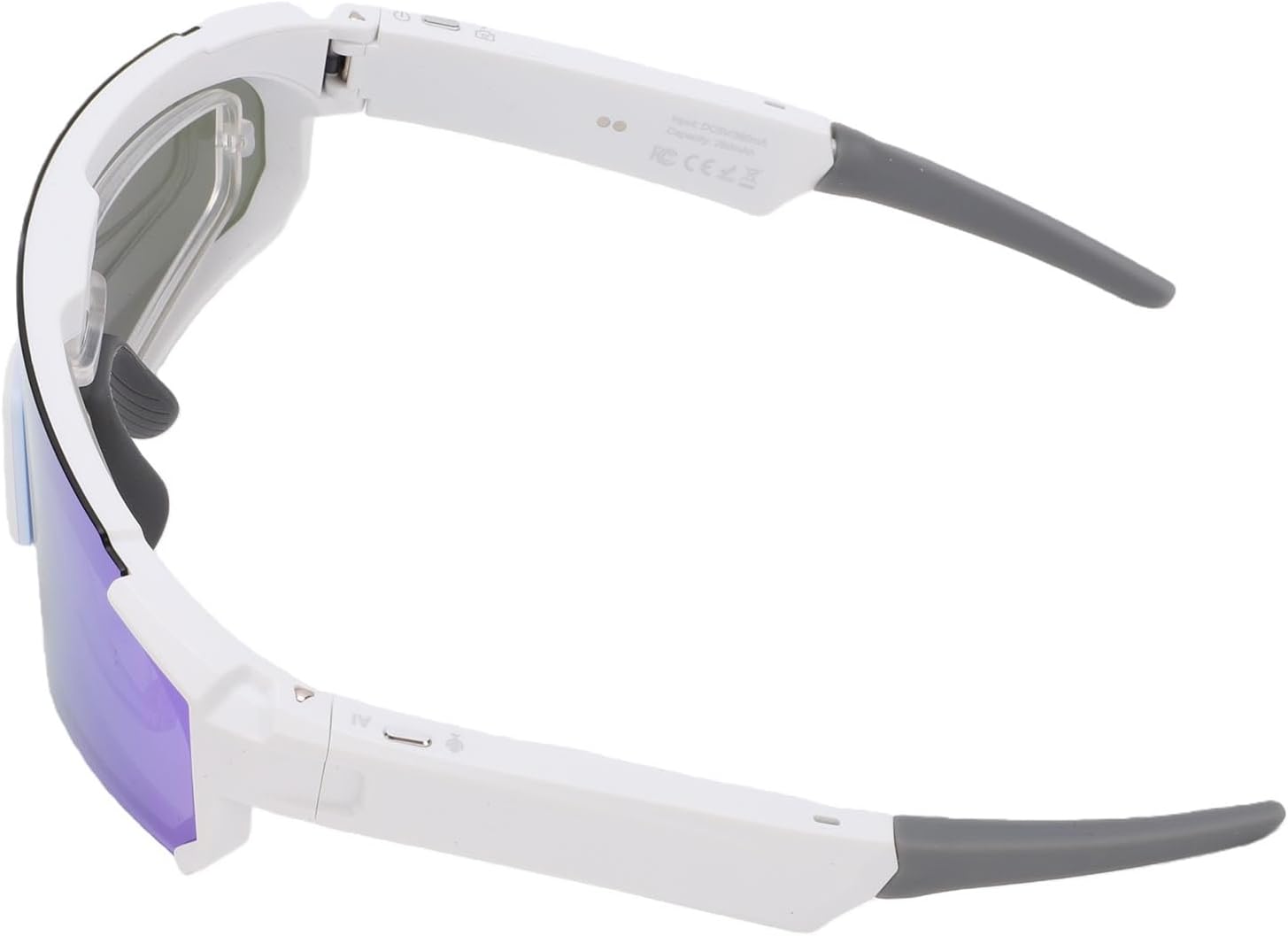Diyeeni AI Smart Glasses with Camera 4K, 8MP HD Video Recording Glasses, Wearable Tech Bluetooth Sunglasses with Voice Control, AI Recognition, EIS Stabilization, for Outdoor Sports (White Blue)