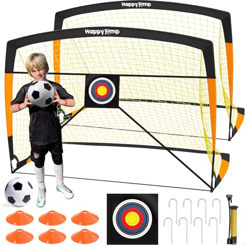 Filet de football pour enfants Happy Jump lot de 2 cages pour jeux de jardin 2,1 x 1,5 m
