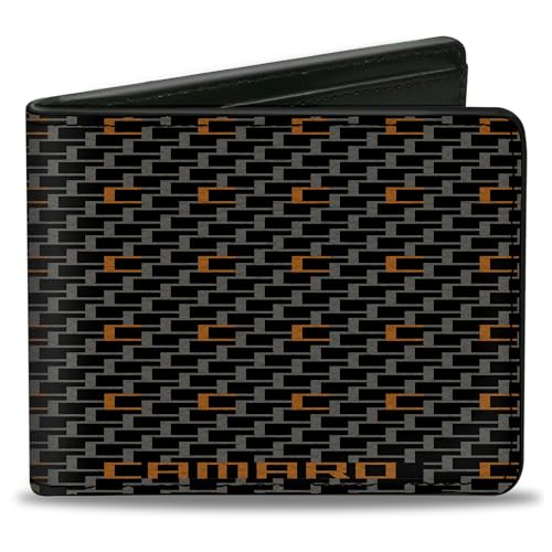 Buckle-Down Men's PU Bifold Wallet-CMP 02 Camaro w/Mini C Black/Gray/Orange, Multicolor, 4.0
