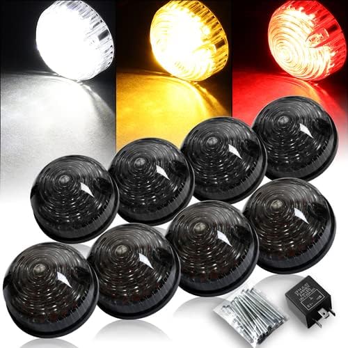 LED Complete Upgrade Light Kit Front Indicator Light & Stop Tail Light & Front Side Light Compatible with 1983-1990 Land Rover 90 110 & Compatible with 1990-2016 Land Rover Defender (Clear Lens)