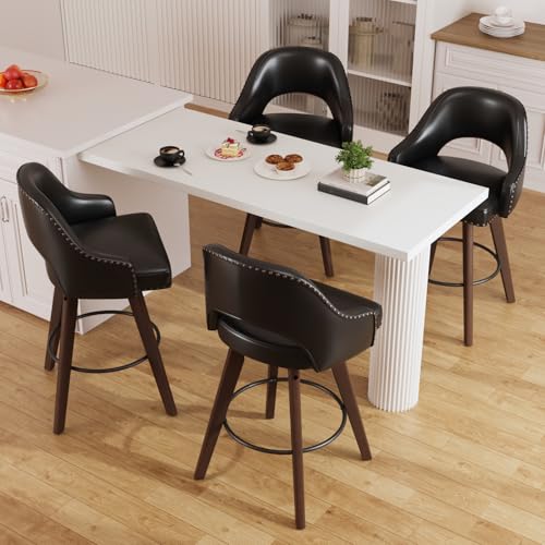 FiveWillowise Swivel PU Leather Stools (Set of 4)