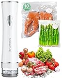 Mehomeli Compact Vacuum Sealer for Food (Vacuum Sealer Machine + 10 Reusable Vacuum Bags), Powerful Handheld Vacuum Sealer Machine, Seal Food 6X Fresh Longer, Portable & Wireless, Easy-Clean