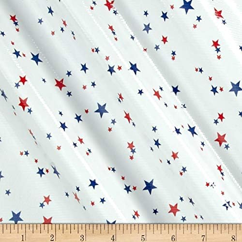 Oilcloth Boston Stars Red/White/Blue, Fabric by the Yard