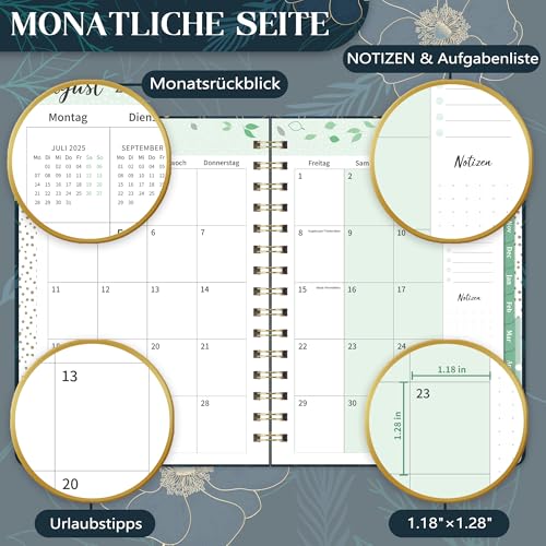 Calendrier 2025 2026 Agenda A5 Hebdomadaire Oiseau - Août 2025 à Juillet 2026 Avec Poche Intérieure