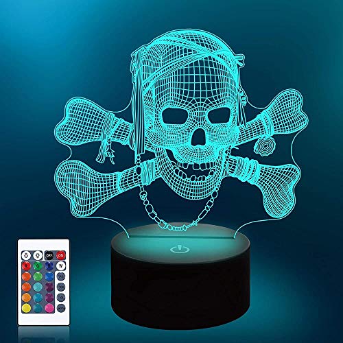 Luz nocturna 3D con diseño de calavera, lámpara de mesita de noche, modelo de muerte, creativa decoración de dormitorio, mejor regalo de cumpleaños, 7_Colors-no_Remote_Control