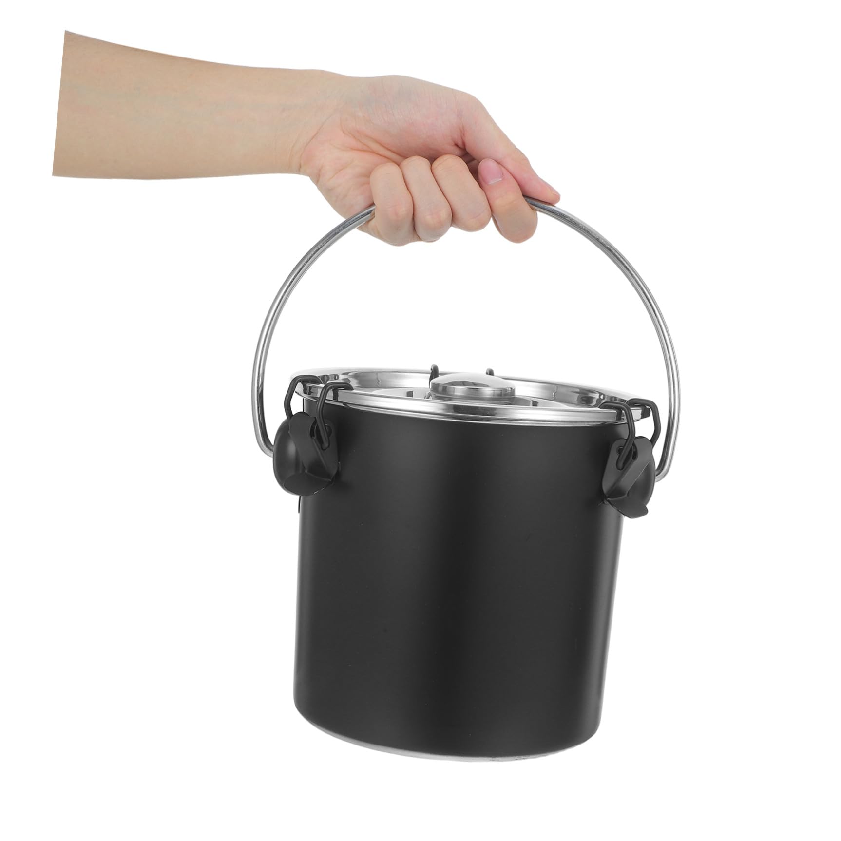 DOITOOL Contenitore Salvaspazio e Portatile per Estinzione Barbecue in Acciaio Inox Nero Design Rotondo Leggero e Resistente per Picnic ed Eventi All'aperti