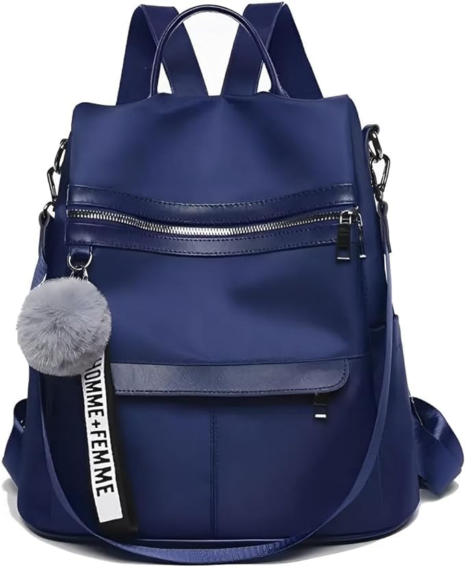 Bolsa Transversal Feminina Espaçosa Vira Mochila Anti Furto Dia a Dia Trabalho Alça Ajustável Blogueira - Marca VIBRANT ® (Azul)