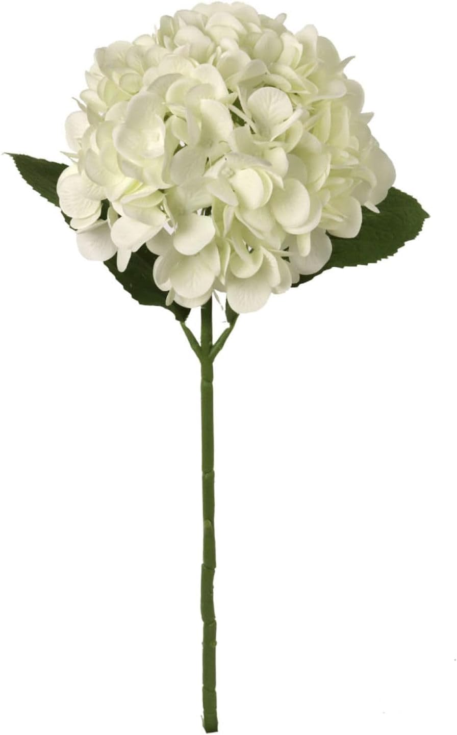 Larksilk 18" Cream Hydrangea Stems|Artificial Silk Flowers with 7" Blooms|Lifelike Faux Floral Stems for Home Décor, Wedding Centerpieces & Event Arrangements| Pak of 6
