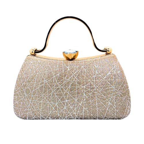 Image of SLARA Women's Evening Clutch Bag for Women, Glitter Pattern, Crystal Clasp Handbag, Perfect for Weddings, Parties, and Special Events