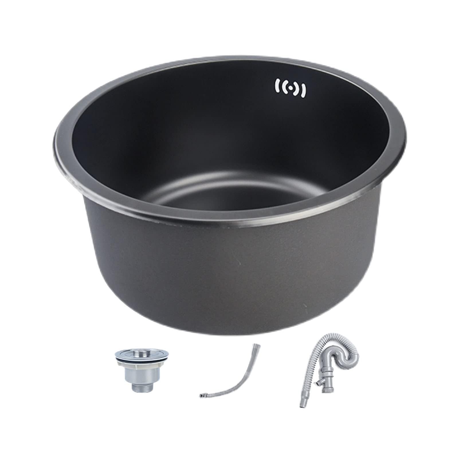 Sddpulse One Color 16-Inch Round Stainless Steel Kitchen Sink - Deep Single Bowl Drop-In Design For Fast Drainage And Noise Reduction,-Package A