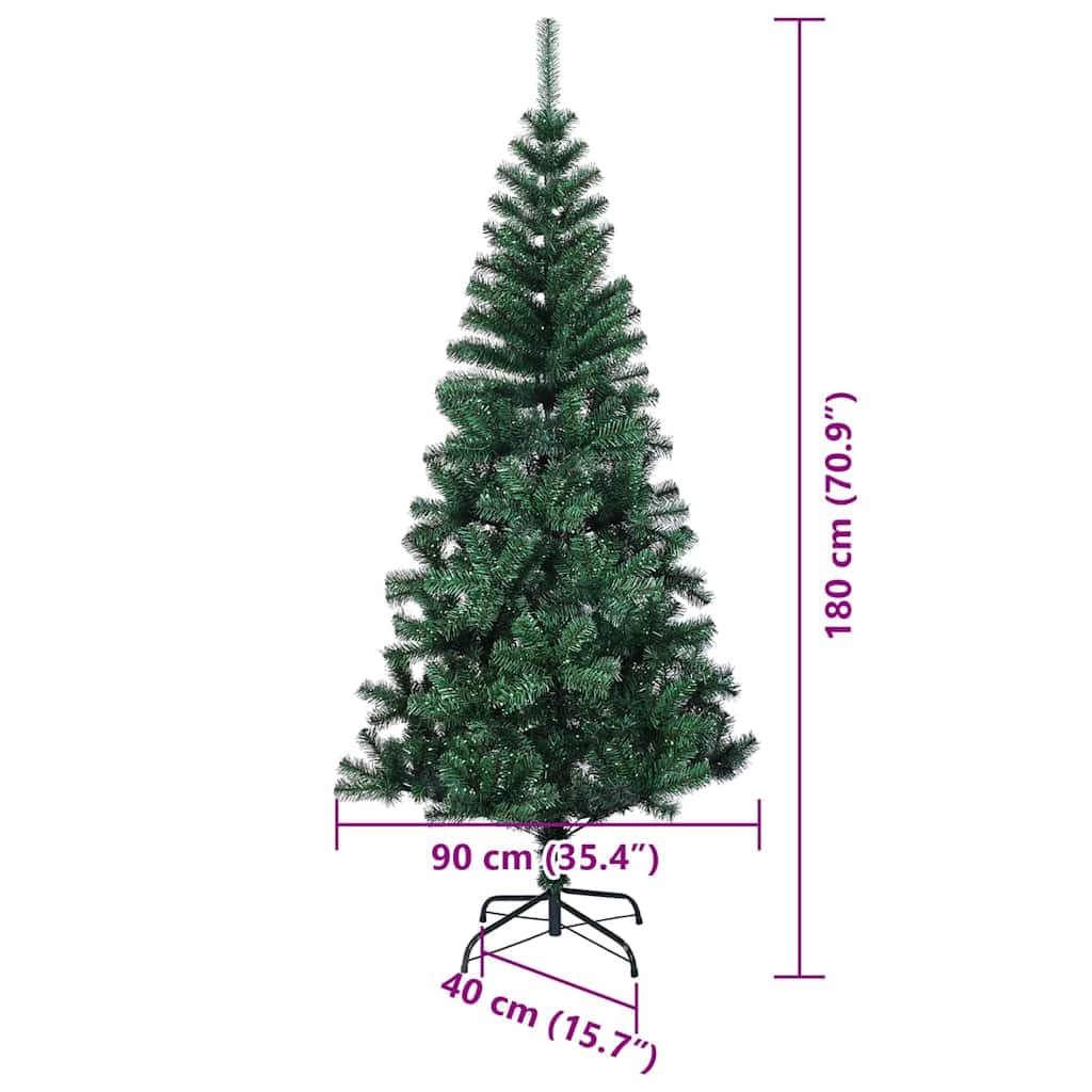 Sztuczna podświetlana choinka zielona, 180 cm, PCW, metal, 564 końcówki, 300 diod LED, 8 trybów pracy, źródło zasilania USB, salon, taras, dekoracja adwentowa