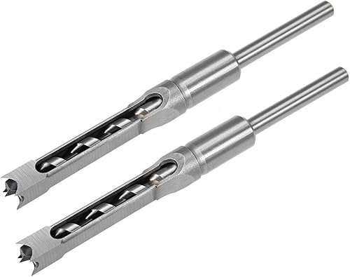 uxcell Broca de agujero cuadrado, herramienta eléctrica de mortaja de cincel hueco de acero de alto carbono de 12 "para carpintería, 2 unidades