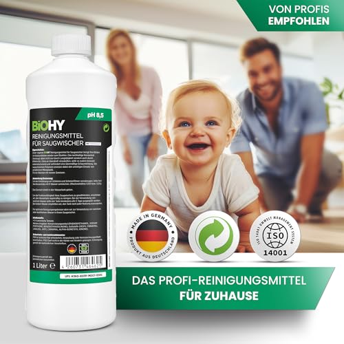 BiOHY Reinigungsmittel für Saugwischer mit Frühlingsduft (1l Flasche) | 1:200 Konzentrat für alle Nass-Trockensauger & Waschsauger | Für Fliesen, PVC, Parkett, Laminat & Teppich | Schaumarm 5