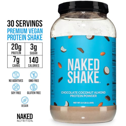 Image of NAKED Shake - Chocolate Coconut Almond Protein Powder - Flavored Plant Based Protein from US & Canadian Farms with MCT Oil, Gluten-Free, Soy-Free, No GMOs or Artificial Sweeteners - 30 Servings