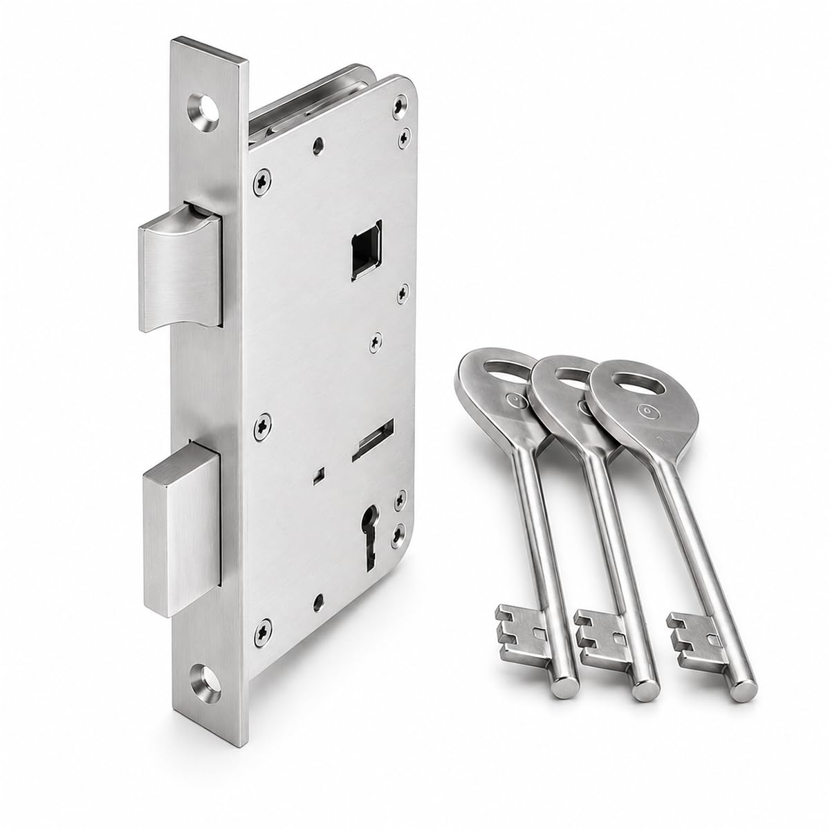 Ozone OCX.KY2.STD CP/SN Zinc Alloy Mortise Door Handle Set for