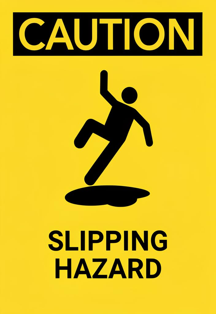 peiyeety Caution Slipping Hazard Tin Sign 12x8 Inch, Yellow & Black Safety Warning Metal Wall Decor, Durable Aluminum Plaque for Workplace, Garage, Shop, Office, Bathroom, Gift Idea