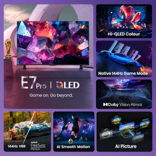 Image of Hisense 55 Inch 55E7S Pro | Hi-QLED Colour Smart TV | Quantum Dot Technology | Native 144Hz Game Mode | AMD FreeSync Premium | Gaming in Dolby Vision | Hands-Free Voice