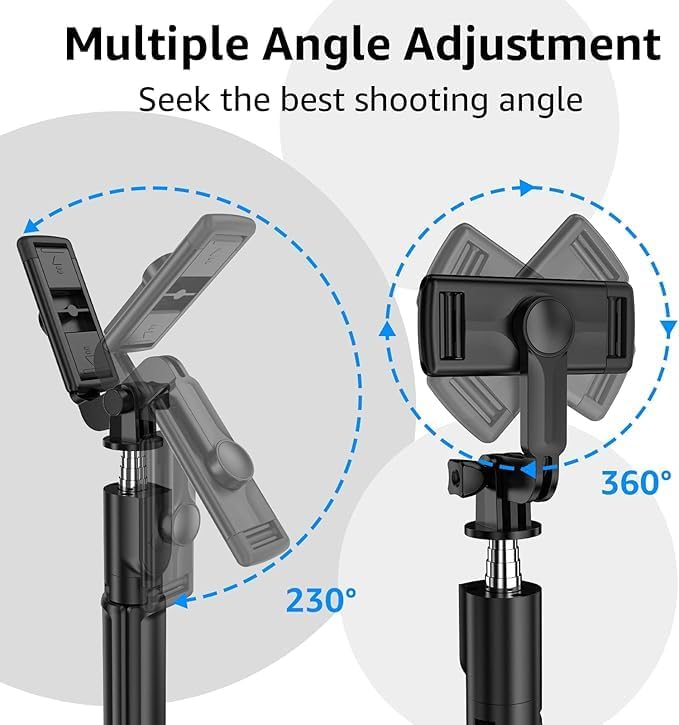 Image of Kratos Upgraded 2026 Extendable Selfie Stick Tripod Stand up to 100 cms Long, 360 Rotation, Compatible with iPhone, Samsung, Vivo, Redmi, Oppo, Gopro and All Smartphones with Bluetooth Remote
