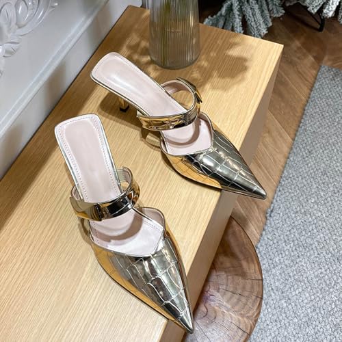 Women's Closed Toe Pointed High Heel Sandals Slip-On Mules Fashion Single Strap Slingback Formal Party Wedding Pumps4