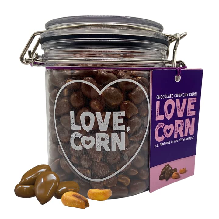 LOVE CORN: Milk Chocolate & Sea Salt | Chocolate Crunchy Corn - Delicious - Gluten-Free - (250g Gift Jar)