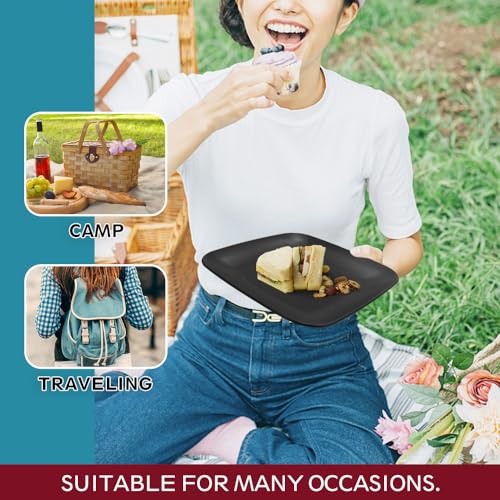 Teivio 32-Piece Kitchen Plastic Wheat Straw Squircle Dinnerware Set For 8, Unbreakable Dinner Plates, Salad Plates, Square Cereal Bowls, Mugs 12 Oz thumb #6