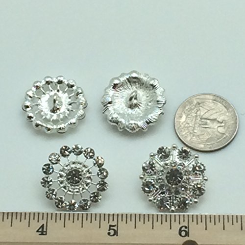 Pepperlonely Brand 12Pc Mixed Style Acrylic Pearl Rhinestone Flat Back Alloy Metal Embellishments & Sew On Buttons 13/16~1-3/16 Inch #TOP4