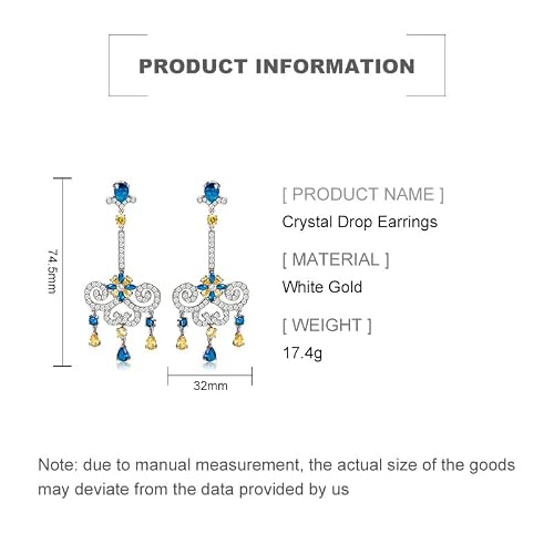14K Gold Natural Crystal Drop Earrings For Women,Luxury Tassel Water Drop Crystal Long Dangle Earrings,Fashion Christmas Jewelry Gift For Her (Blue, 14K Gold) #TOP1