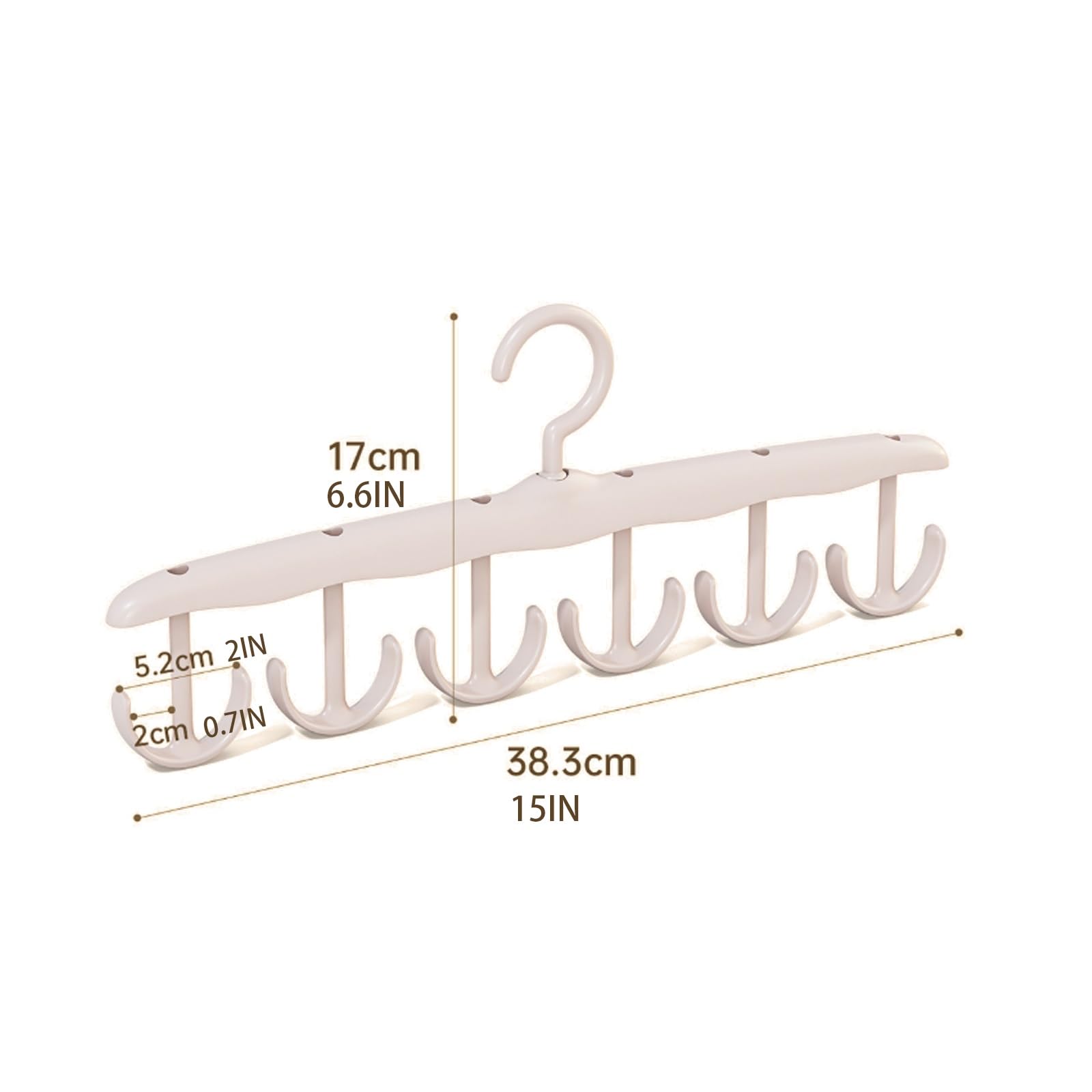 Schalhalter Kleiderbügel mit 12 Haken, multifunktional, drehbar, Wäscheständer, Neckholder, Weste und Hut-Aufbewahrungsregal Gürtelhalter(Light Brown)