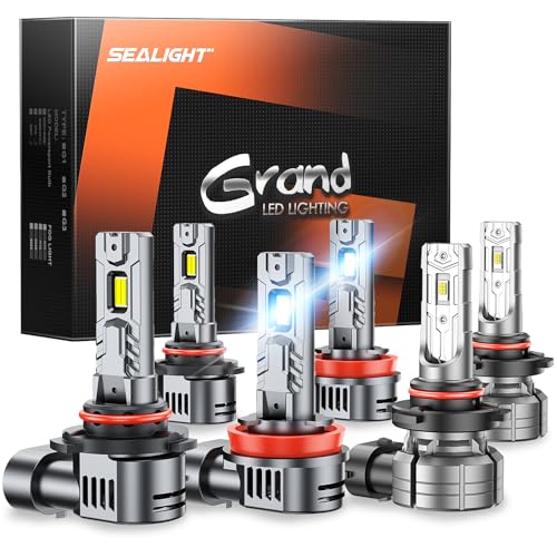 SEALIGHT H11 9005 H10 Light Bulbs Combo LED for Ford Escape 2013-2016, Ford F150 2015-2020, Fog Lights 1:1 Size with 14000RPM Cooling Fan by SEALIGHT - Used condition - US$85.02